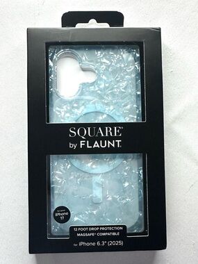 FLAUNT Square Phone Case for iPhone 17- Icy Blue Pearl- New